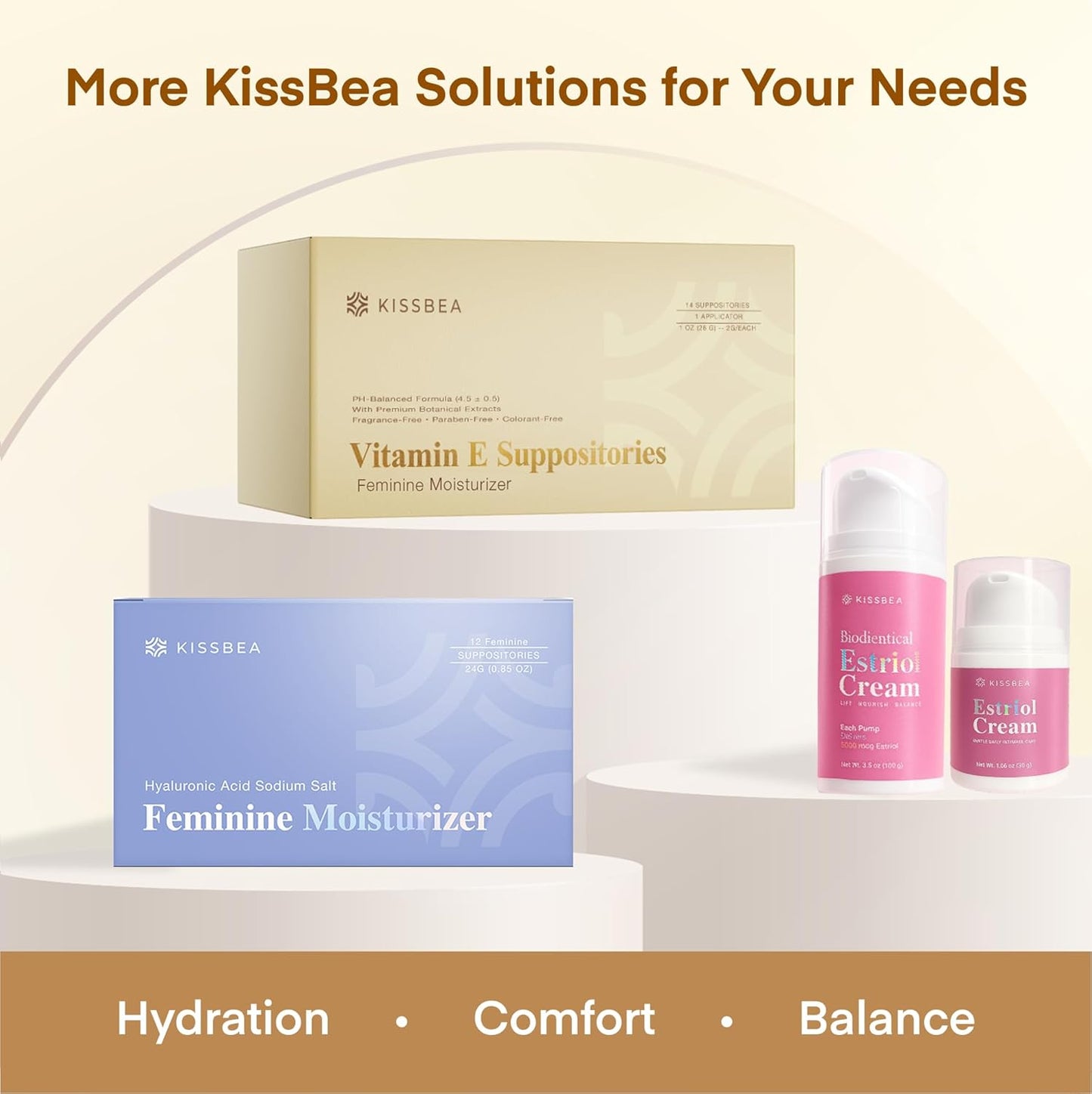 Kissbea Vitamin E Suppositories for Women - Estrogen Free - 14 Count with Applicator