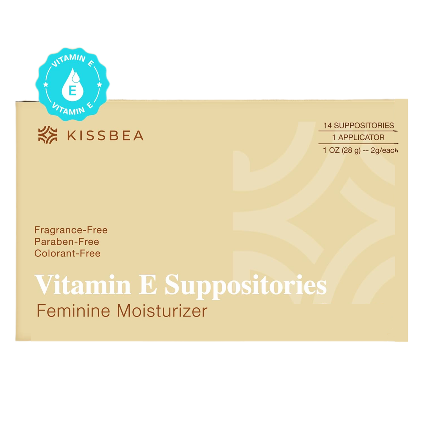 Kissbea Vitamin E Suppositories for Women - Estrogen Free - 14 Count with Applicator