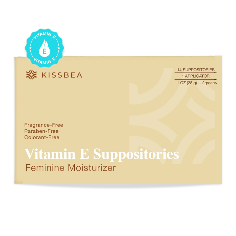 Kissbea Vitamin E Suppositories for Women - Estrogen Free - 14 Count with Applicator