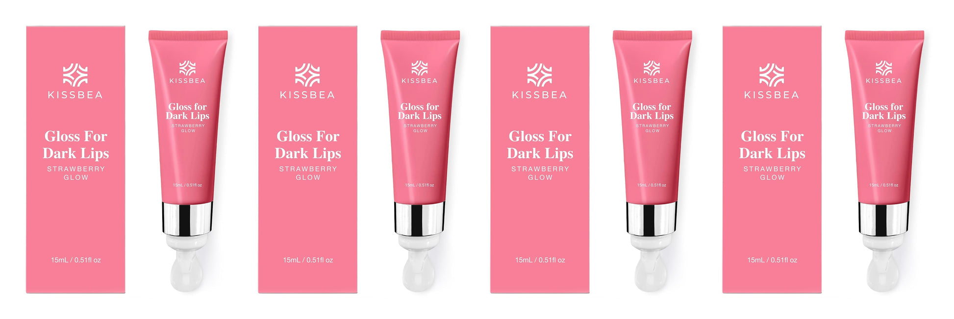 Kissbea Strawberry Lip Gloss 4-Pack – 4 × 15 ml tubes